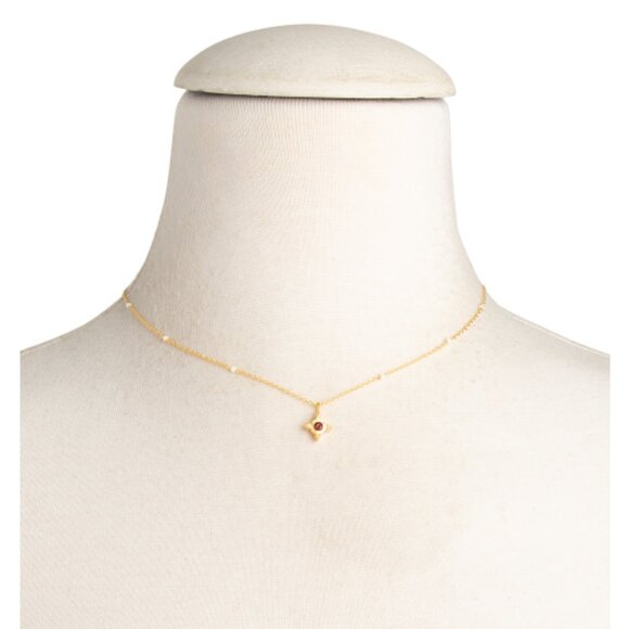 SHAANTI JEWELS Made In India 18k Gold Plated Sterling Silver Garnet Pearl Neckla - Picture 2 of 3